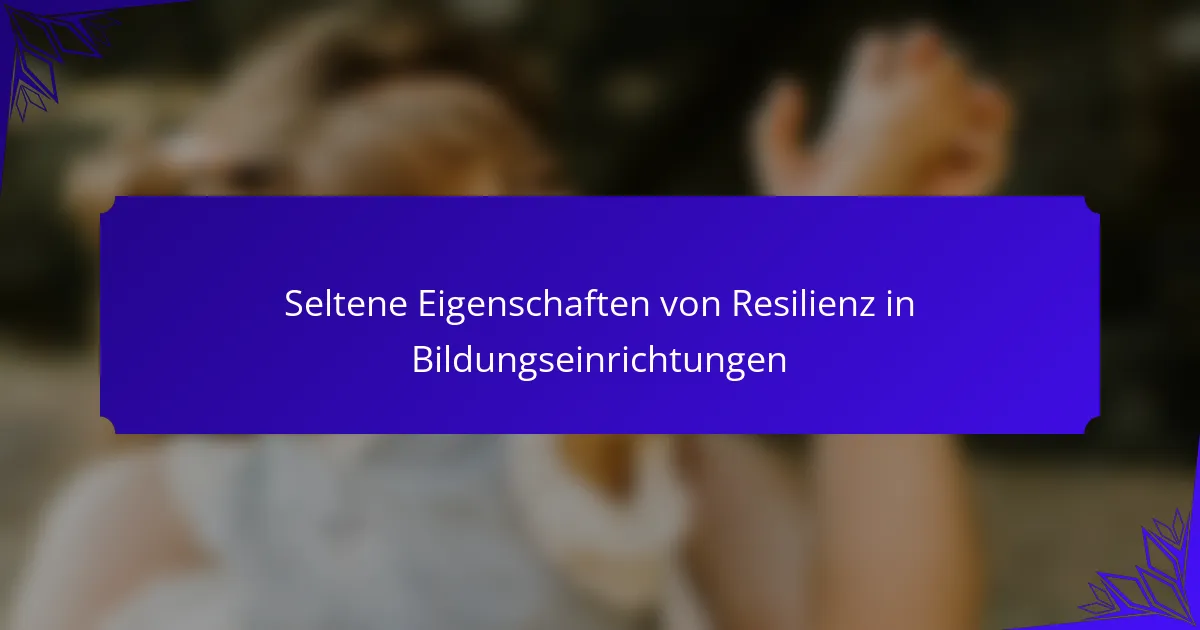 Seltene Eigenschaften von Resilienz in Bildungseinrichtungen