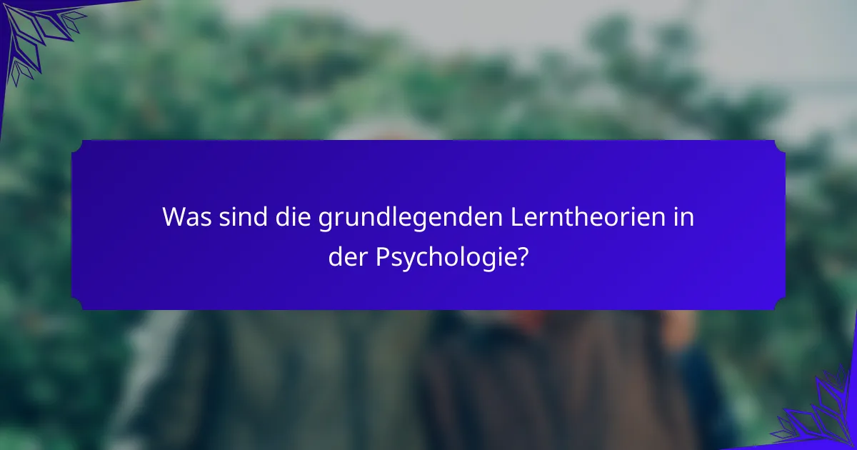 Was sind die grundlegenden Lerntheorien in der Psychologie?