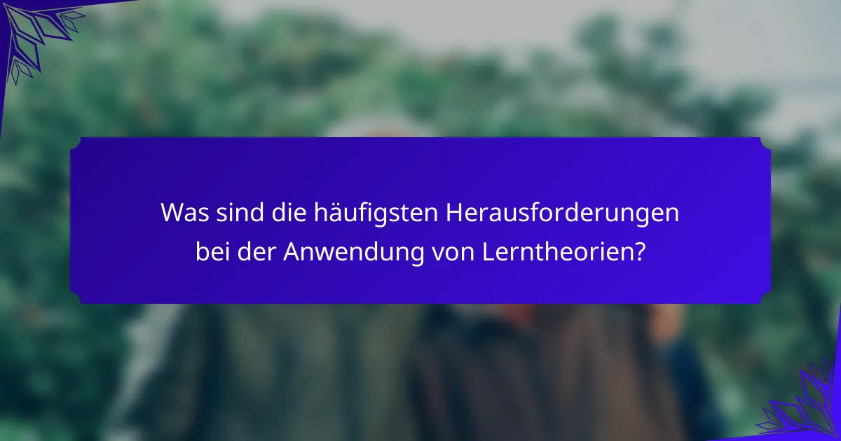 Was sind die häufigsten Herausforderungen bei der Anwendung von Lerntheorien?