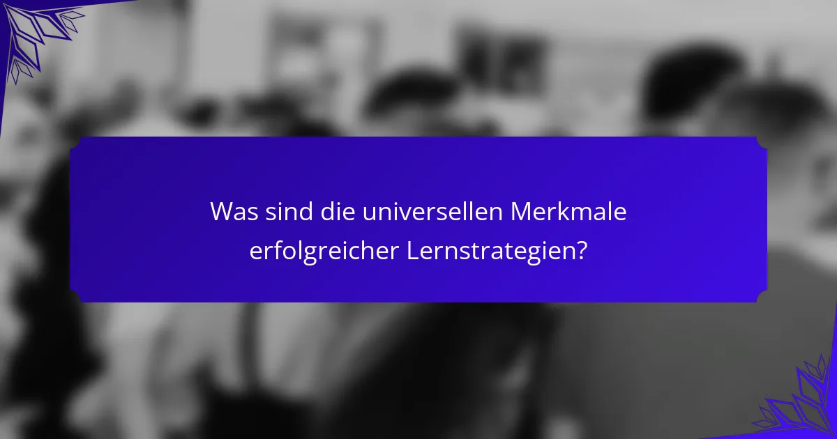 Was sind die universellen Merkmale erfolgreicher Lernstrategien?