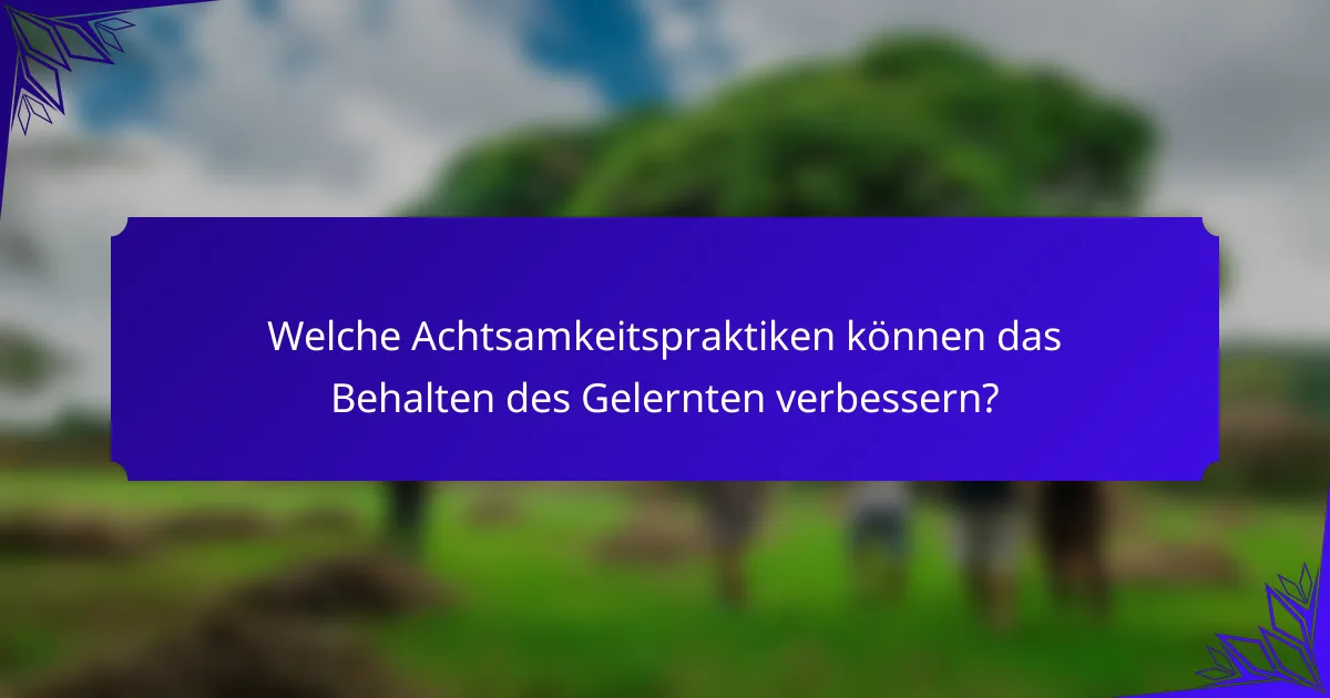 Welche Achtsamkeitspraktiken können das Behalten des Gelernten verbessern?