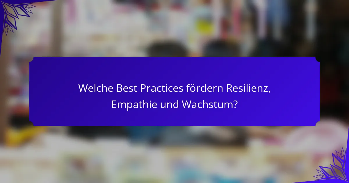 Welche Best Practices fördern Resilienz, Empathie und Wachstum?