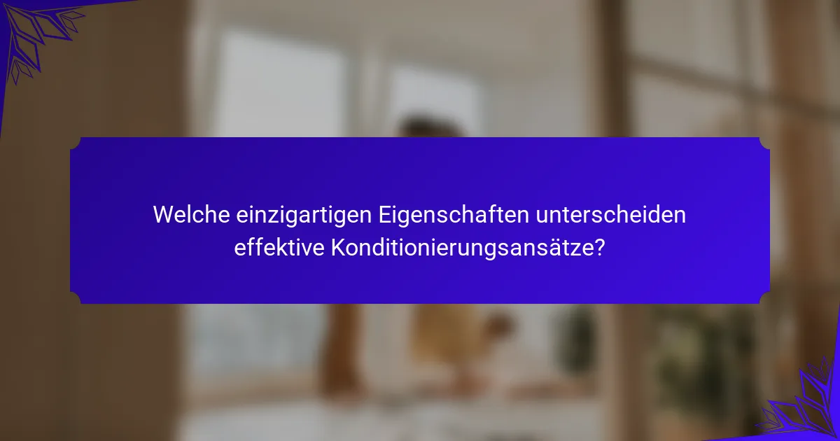 Welche einzigartigen Eigenschaften unterscheiden effektive Konditionierungsansätze?