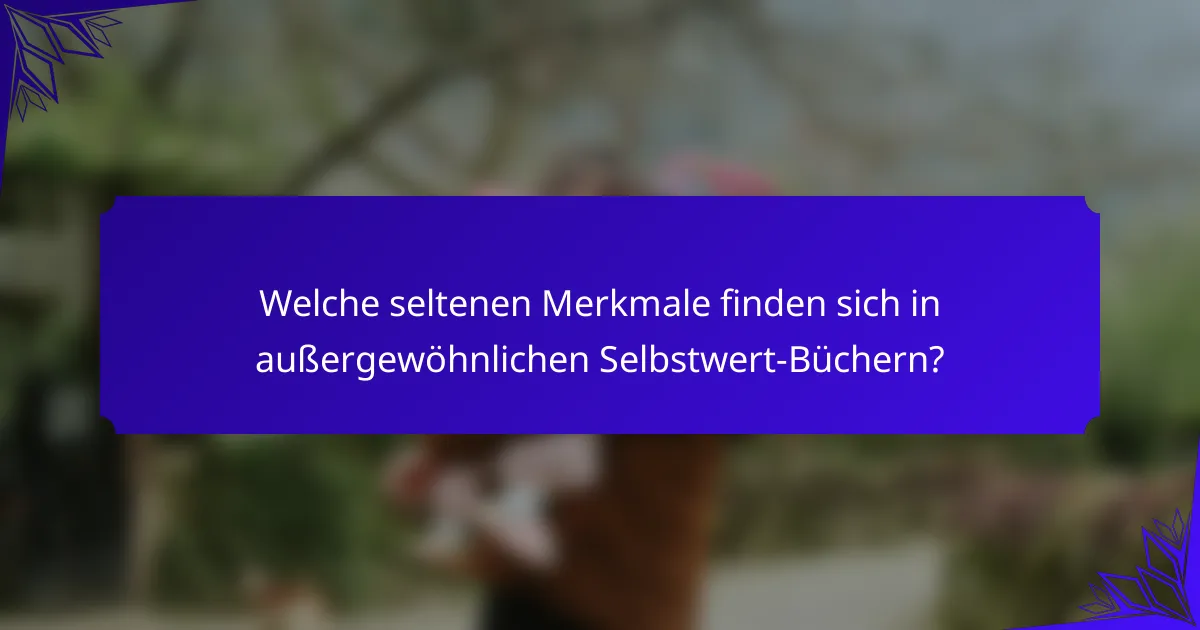 Welche seltenen Merkmale finden sich in außergewöhnlichen Selbstwert-Büchern?
