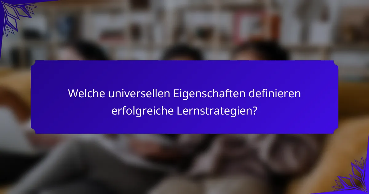 Welche universellen Eigenschaften definieren erfolgreiche Lernstrategien?
