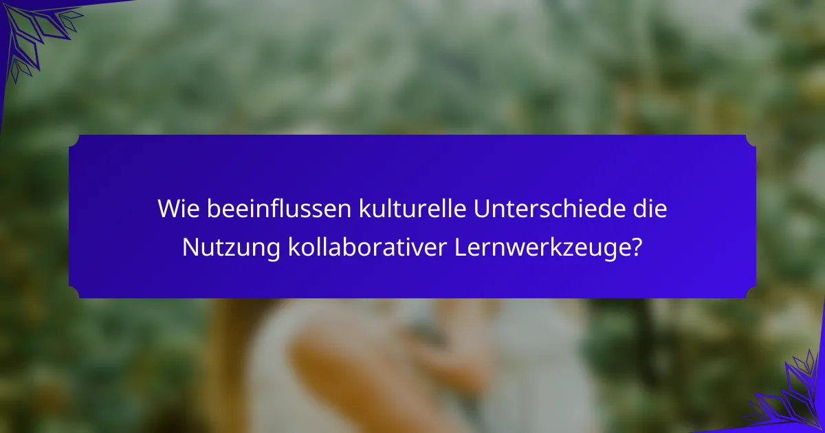 Wie beeinflussen kulturelle Unterschiede die Nutzung kollaborativer Lernwerkzeuge?