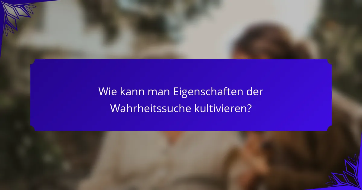 Wie kann man Eigenschaften der Wahrheitssuche kultivieren?