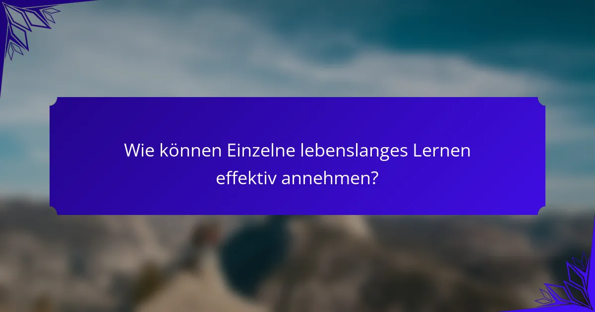Wie können Einzelne lebenslanges Lernen effektiv annehmen?